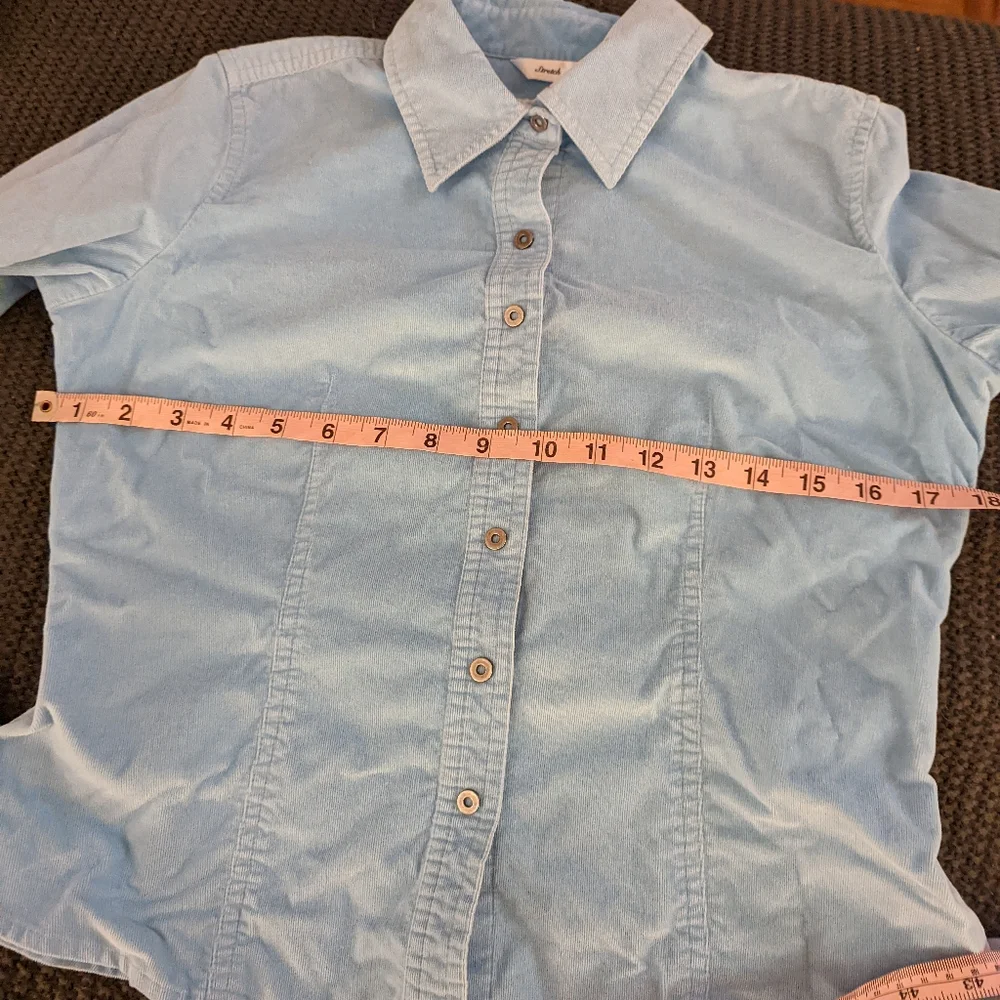 Talbot's size Petite small light blue corduroy snap down shirt - Picture 9 of 12